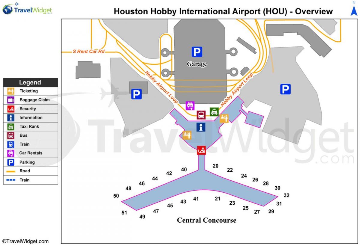 mapa Houston aireportua