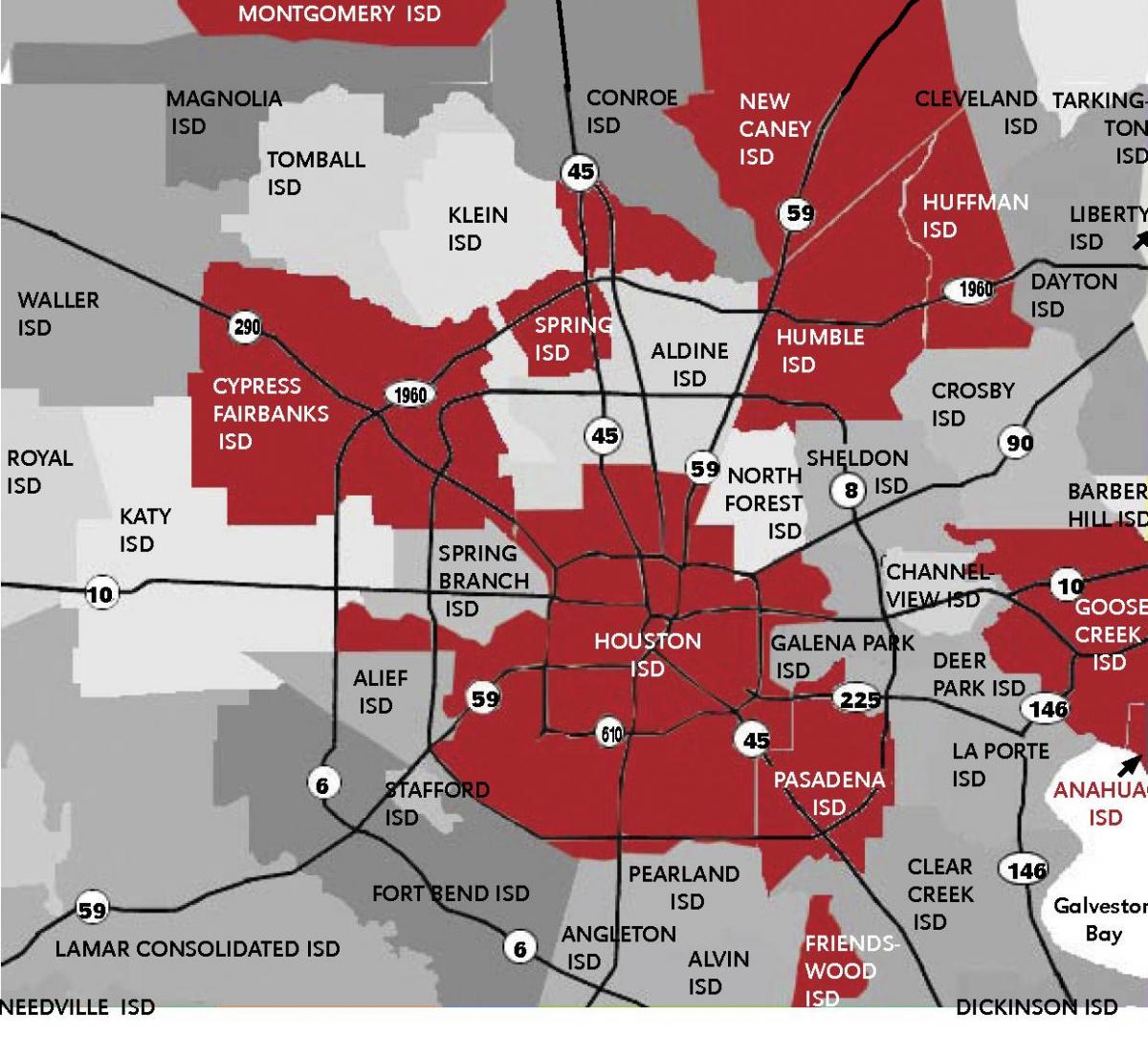 mapa Houston area