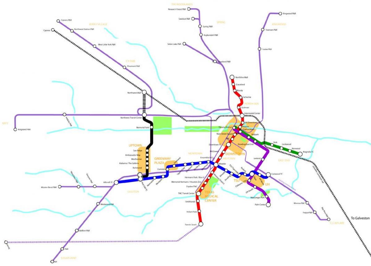 metro trenbide Houston mapa