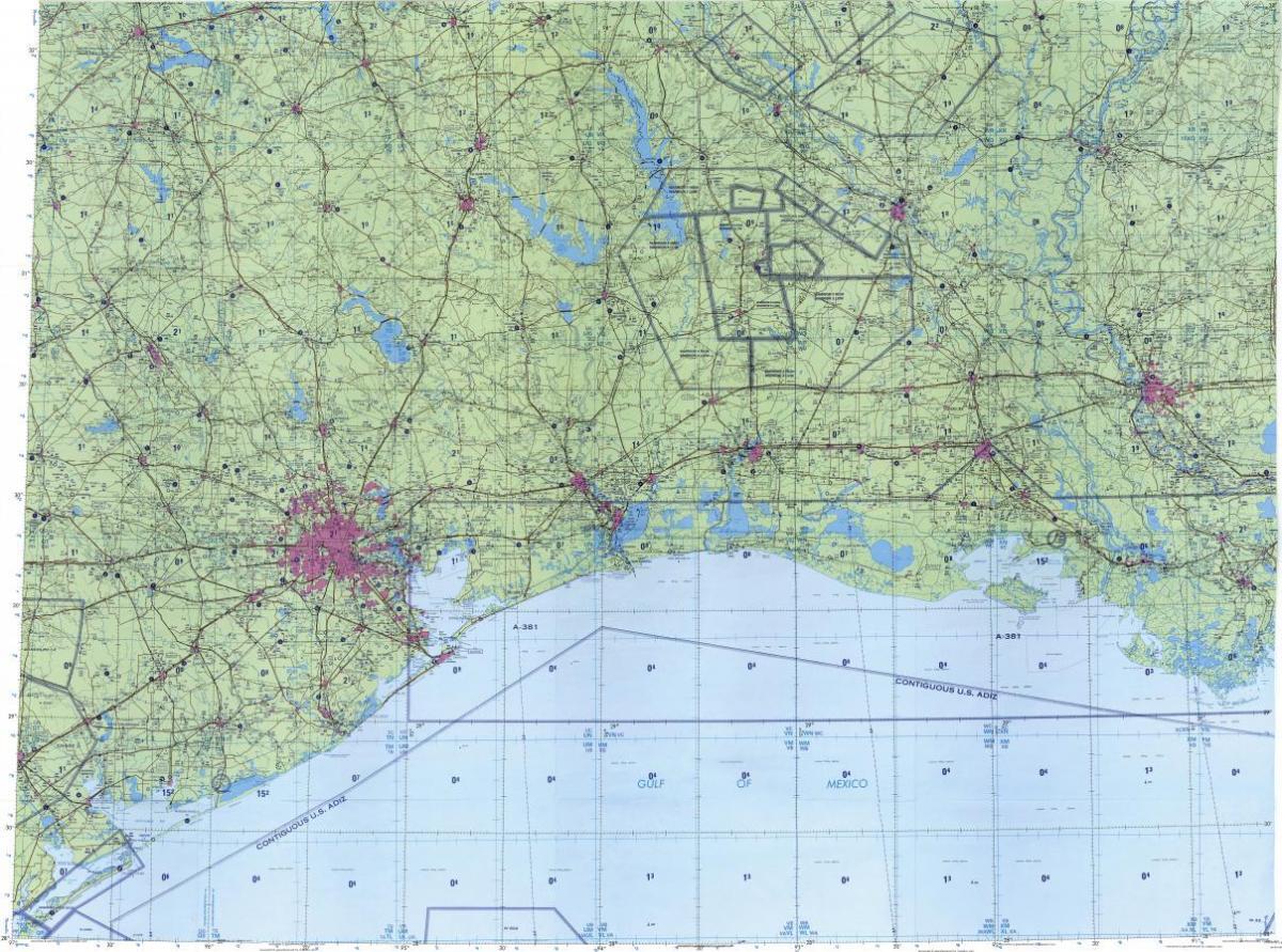 mapa topografiko Houston