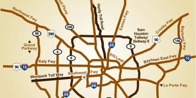Mapa Houston autobide